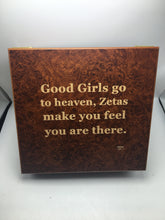 Load image into Gallery viewer, 20 stick humidor - burl finish.  Good Girls go to heaven
