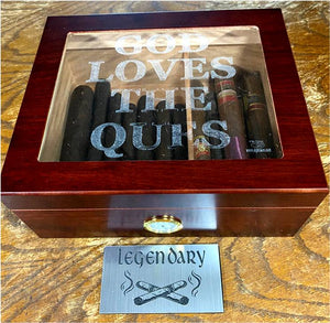 50 stick humidor - Cherry Glasstop finish - God Loves the Ques