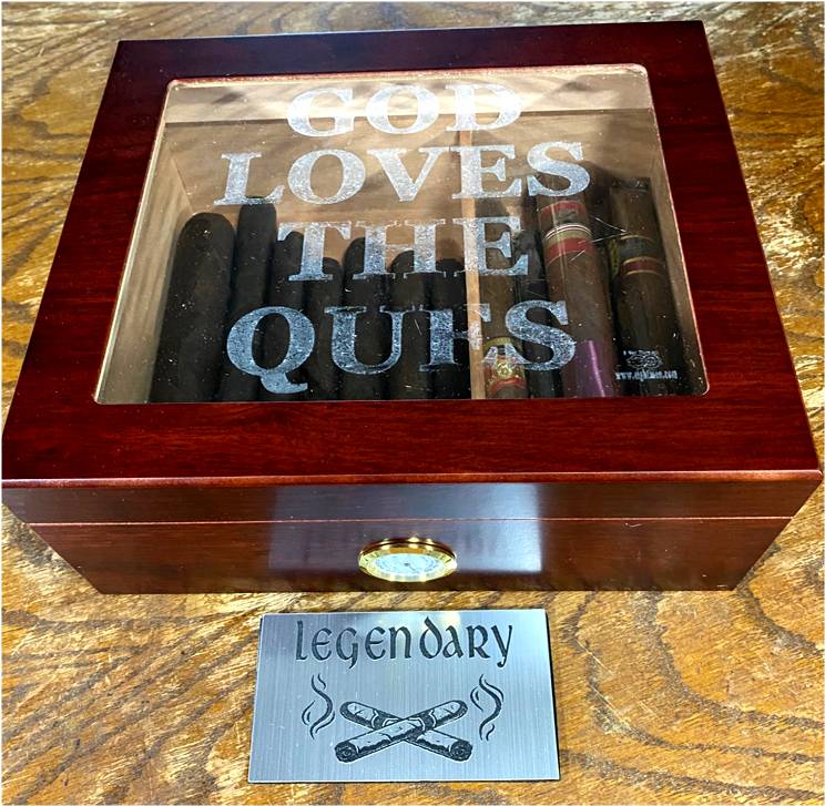 50 stick humidor - Cherry Glasstop finish - God Loves the Ques